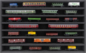 DS040A001 foam inlay TT Gauge - horizontal - 7 slots for model railway locomotives, wagons and vehicles