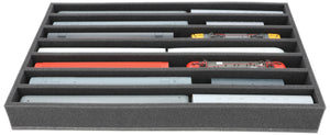 DS065A001 Foam inlay H0 Gauge - vertical - 7 slots for model railway locomotives, wagons and vehicles