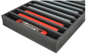 DS065A002 Foam inlay H0 Gauge - vertical - 11 slots for model railway locomotives, wagons and vehicles