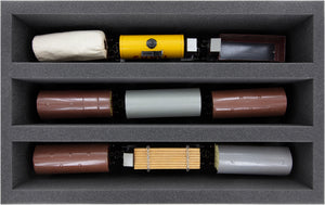 DS115A001 Foam inlay 0 Gauge - vertical - 3 slots for model railway locomotives, wagons and vehicles