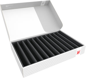 Feldherr Storage Box DSLB075 for model railway locomotives, wagons and vehicles - 11 slots for H0 Gauge - vertical