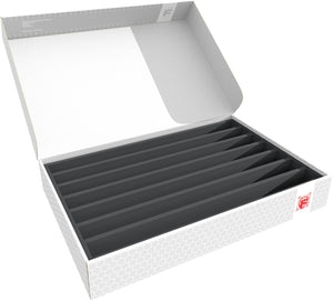 Feldherr Storage Box DSLB075 for model railway locomotives, wagons and vehicles - 7 slots for H0 Gauge - vertical