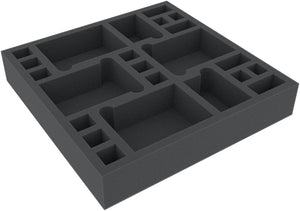 EAMEUO045BO 255 mm x 255 mm x 45 mm foam tray for board games - 23 compartments