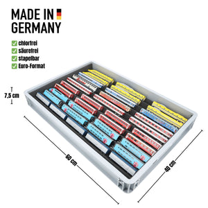 Euro Box mit Zugliege - 10 compartimentos para ancho N - para maquetas de locomotoras, vagones y vehículos ferroviarios