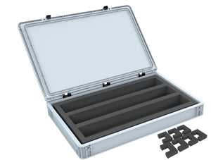 Euro Box / Container Case for model railway locomotives, wagons and vehicles - 3 slots for S Gauge - horizontal