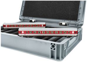 Feldherr Eurobox 40 x 30 cm Set für Modelleisenbahnen - Spur TT - 9 Fächer - Schaumstoffeinlage zur stehenden Aufbewahrung