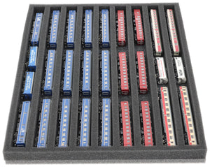 FS030A002 Foam inlay Z Gauge - horizontal - 9 slots for model railway locomotives, wagons and vehicles