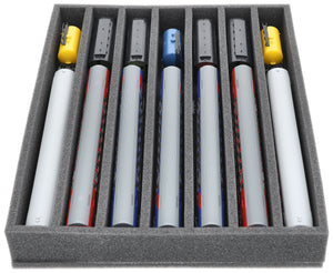 FS050A004 Foam inlay TT Scale - upright - 7 slots for model railway locomotives, wagons, and vehicles