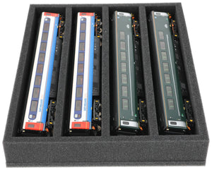 FS050A032 Foam inlay 00 Gauge - horizontal - 4 slots for model railway locomotives, wagons and vehicles