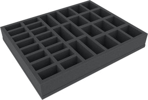 FS050A090 50 mm foam tray for miniatures in 1:56 scale (28 mm) - 34 compartments