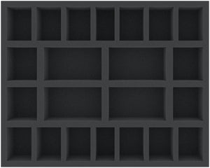 FS050A092 50 mm foam tray for miniatures in 1:56 scale (28 mm) - 22 compartments