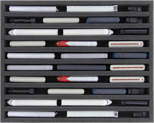 Feldherr Storage Box FSLB040 for model railway locomotives, wagons and vehicles - 10 slots for Z gauge vertical