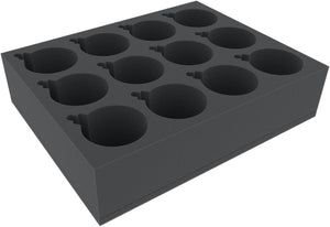 FSMETD080BO Full-Size foam tray with 12 circular compartments of 70 mm diameter