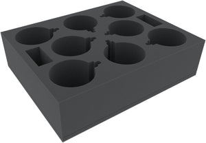 FSMETF090BO Full-Size foam tray with 8 circular compartments of 80 mm diameter