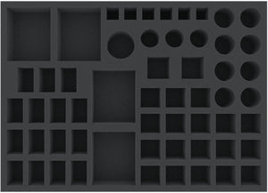 FXMFBZ045BO 425 mm x 305 mm x 45 mm foam tray for board games with 57 compartments