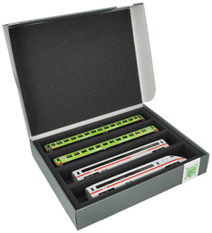 Feldherr Storage Box FSLB055 for model railway locomotives, wagons and vehicles - 4 slots for H0 gauge horizontal