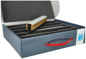 Feldherr Storage Box FSLB075 for model railway locomotives, wagons and vehicles - 5 slots for 00 gauge vertical