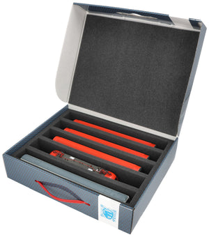 Feldherr Storage Box FSLB075 for model railway locomotives, wagons and vehicles - 5 slots for H0 gauge vertical