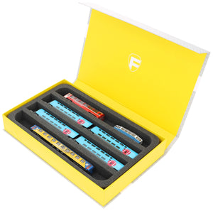 Feldherr Magnetic Box yellow for model railway locomotives, wagons and vehicles - 4 slots for N Gauge - horizontal