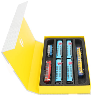 Feldherr Magnetic Box yellow for model railway locomotives, wagons and vehicles - 4 slots for N Gauge - horizontal