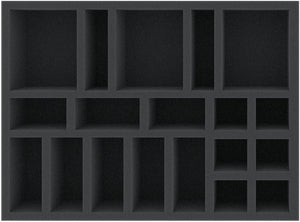 HGMFGJ050BO 230 mm x 170 mm x 50 mm foam tray for board games with 19 compartments