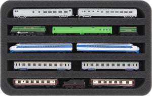 HS030A008 Foam inlay Z Gauge - horizontal - 5 slots for model railway locomotives, wagons and vehicles