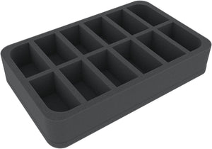 HS050A108 50 mm foam tray for miniatures in 1:100 scale (15 mm) - 12 compartments