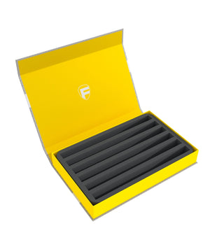 Feldherr Magnetic Box yellow for model railway locomotives, wagons and vehicles - 6 slots for Z Gauge - vertical