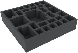 AGER060BO 295 mm x 295 mm x 60 mm foam tray with 29 compartments for board game boxes