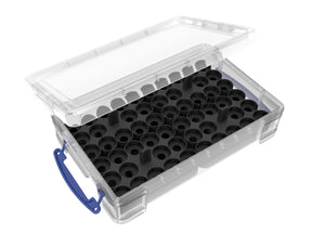 Feldherr paint racks + token trays for 4L Really Useful Boxes - 56 Citadel Paint Pots (12 ml) + game material